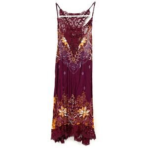 Intimately Free‎ People Size XS Sleeveless Slip Dress Purple Lace Floral Print